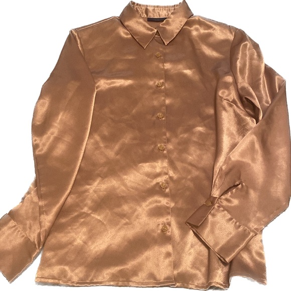 Karen Scott Tops - Karen Scott Gold Satin Blouse